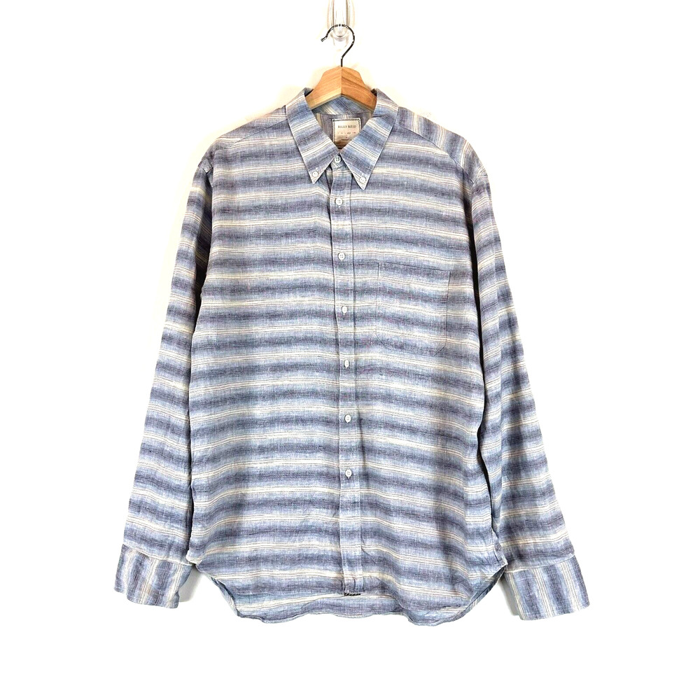 Billy Reid Mens Tuscumbia Linen Long Sleeve Button‎ Up Shirt XL Striped Preppy